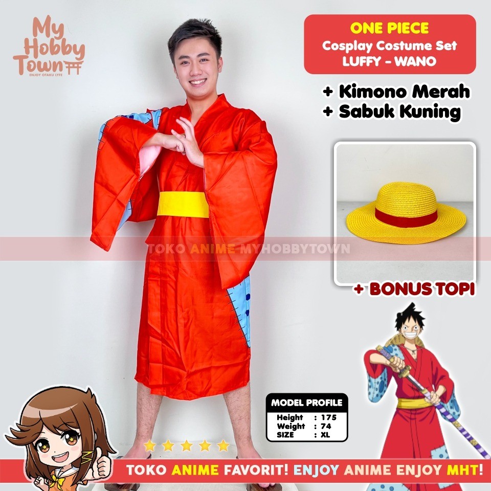 Kostum Cosplay Monkey D. Luffy Wano Kuni Arc Luffytaro Karakter Anime One Piece