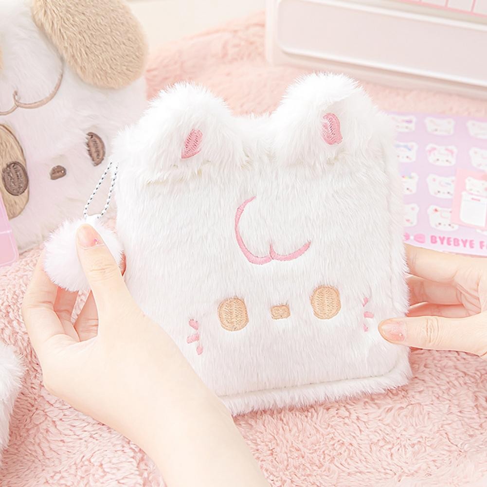 

Novel Plush Diary Small Pompom Smooth Writing Colored Page Cartoon Animal Dog Cat Shape Scrapbook Notebook