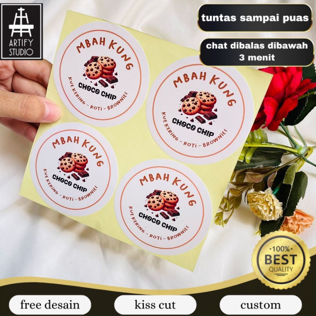 

Artify 2-4 Sticker Toples Kue Kering Bulat Stiker Chromo Custom Cookies Lebaran Idul Fitri Murah