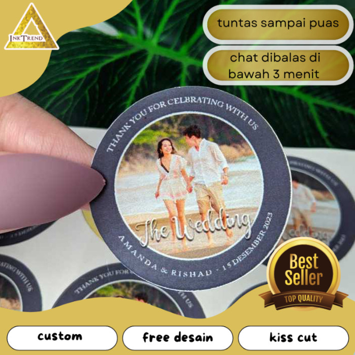 

INKA 9-15 Print Sticker Wedding Souvenir Stiker Bulat Chromo Custom Ucapan Nikah Free Desain