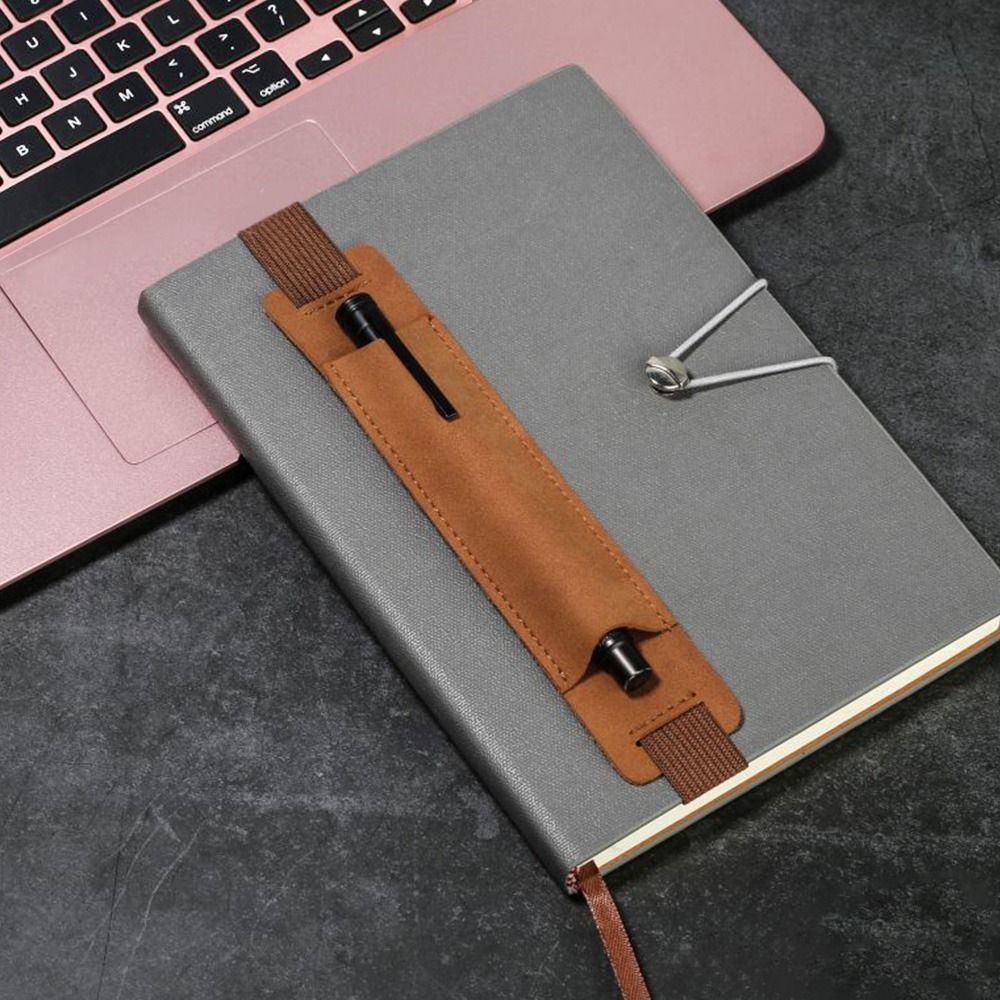 

1Pc Pen Bag Pencil Case Elastic Buckle Pen Clip Pu Leather Pen Holder Portable Lightweight Office Meeting Supply Hot Sale