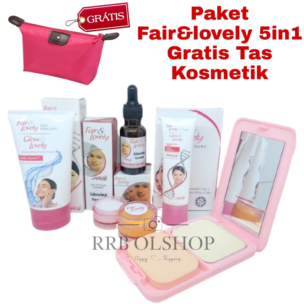 Dbs - Fair And Lovely [ GRATIS TAS KOSMETIK ] 1 Paket Lengkap Glowing Asli 5 In 1 Fair And Lovely - 