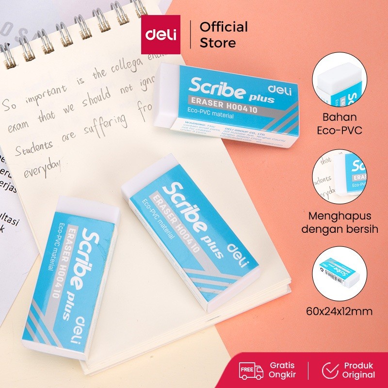 

Deli Penghapus Eraser Scribe 60 24 12mm Bersih Clean Putih White EH00410