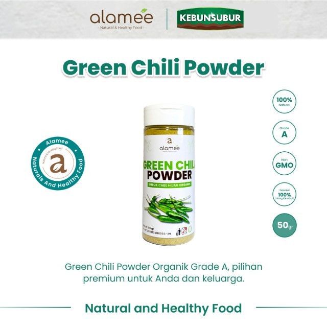 

ALAMEE Bubuk Cabe Hijau Green Chili Seasoning Powder Bumbu Masakan Dapur Murni Tampa Campuran 50gr kebunsurbur