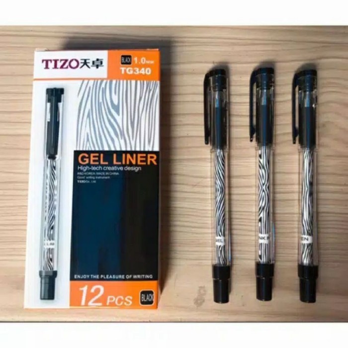 

[N E W] TIZO TG340 1.0mm Black Gel ink pen bolpen pena 1Pack / 12Pcs