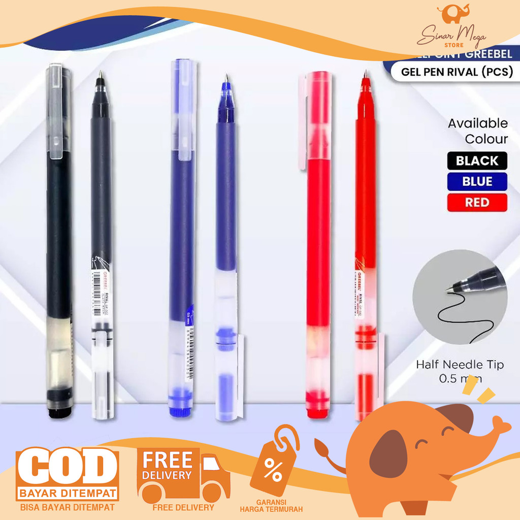 

GREEBEL Pulpen Gel Pen 0.5mm GP-502 RIVAL Pulpen DIJUAL SATUAN Murah