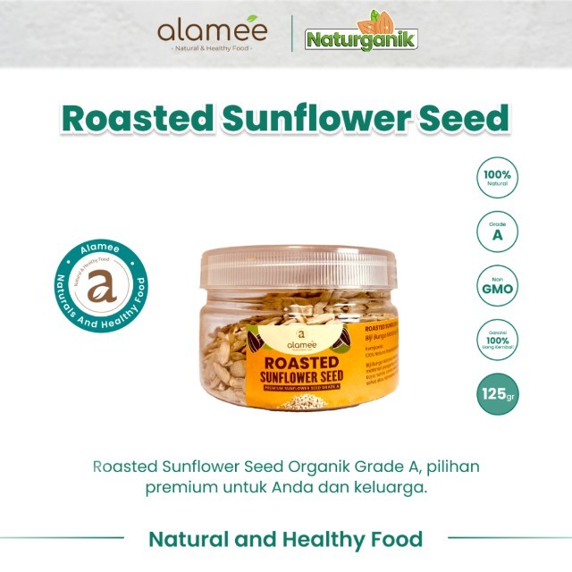 

ALAMEE Roasted Sunflower Seed Biji Bunga Matahari Kupas Oven Biji Kuaci Panggang PREMIUM 125gr Naturganik