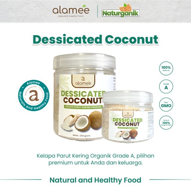 

ALAMEE Dessicate Coconut Kelapa Parut Kering Coconut Flakes Topping Kue Kelapa Kering 200gr Naturganik