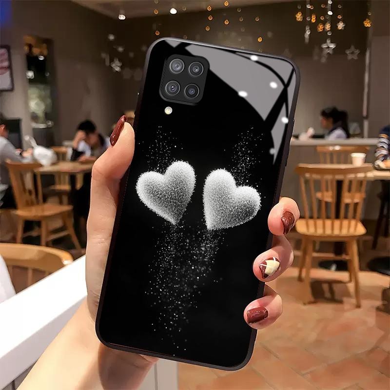 Hard Case For Samsung A12 A11 A13 4G A14 A15 5G A10 A10s Glass Kaca Slikon Back Simple Artistic 3D H