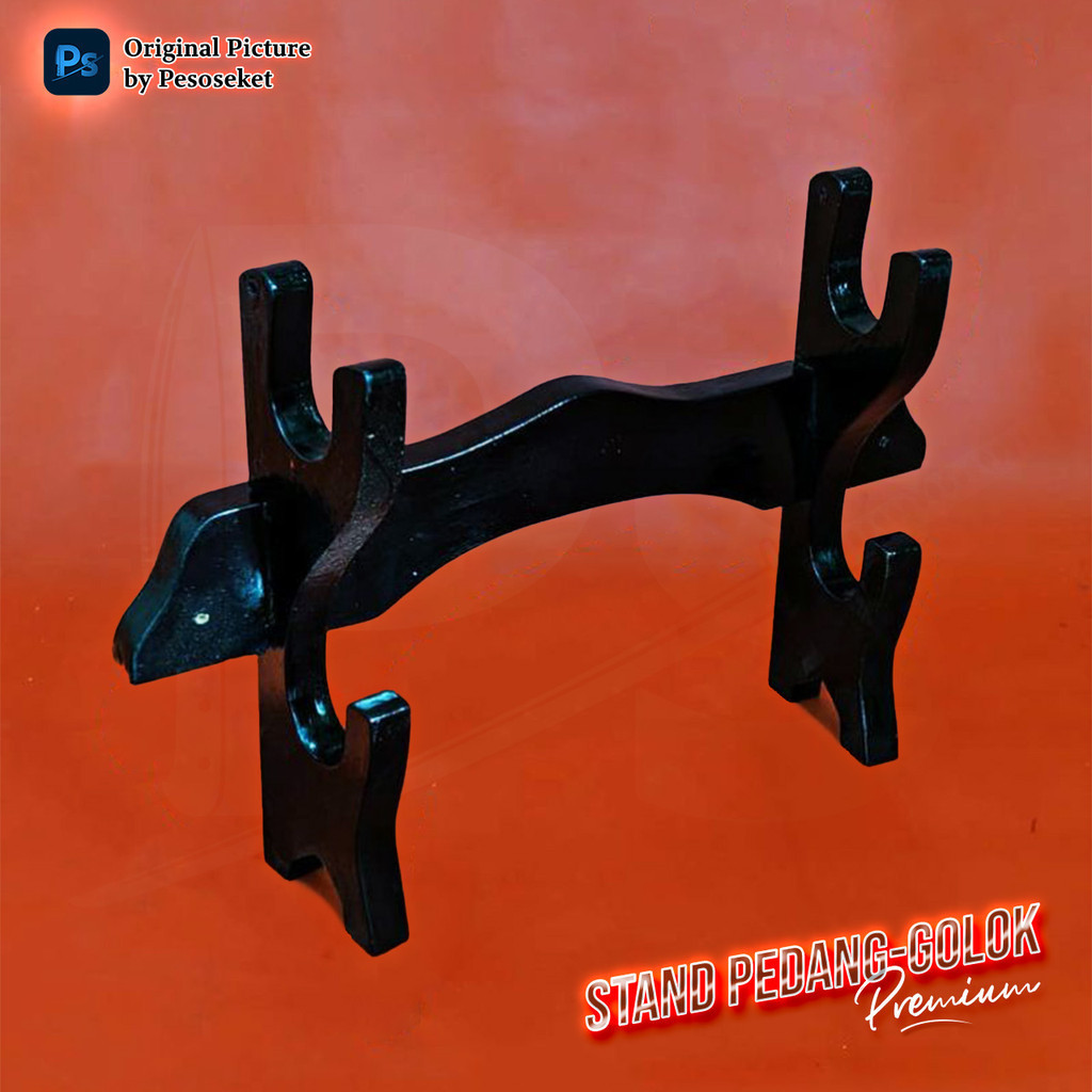 [PROMO] Dudukan Stand Rak Katana Samurai Pedang & Golok 2 Tahap Hitam by WA1 Pesoseket
