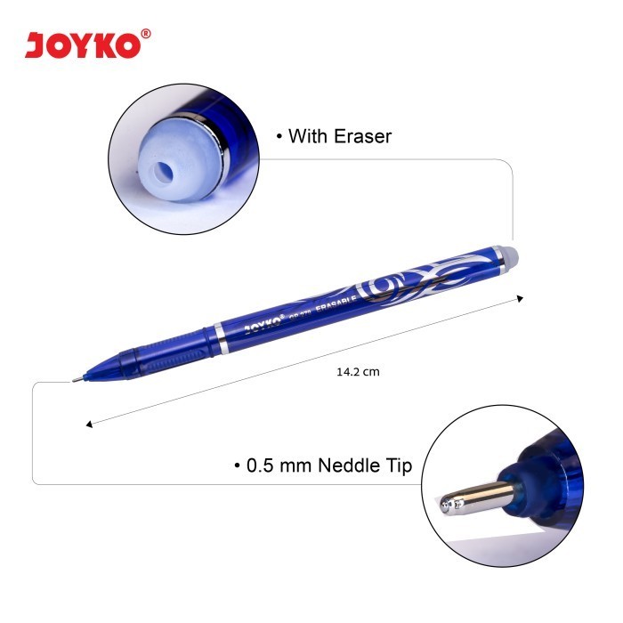 

JOYKO ERASABLE GEL PEN HITAM BIRU PULPEN BISA DIHAPUS GP-279 12PCS - Hitam