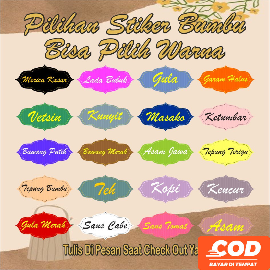 

Stiker Label Nama Bumbu Dapur Stiker Penanda Bumbu Dapur Bisa Request Warna