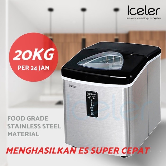 Premium Mesin Es Stainless Steel Es Iceler Batu Kristal 20kg/hari