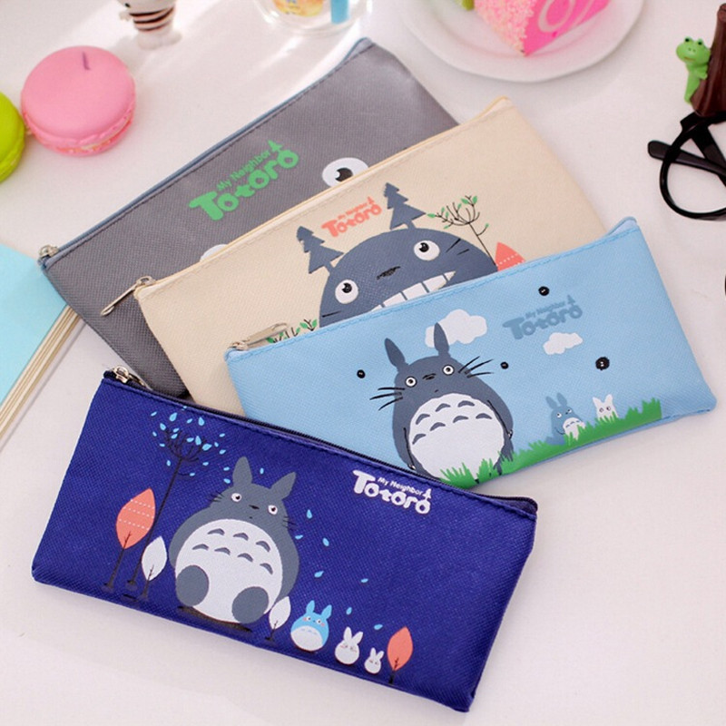 

[Readystock❤️COD]Tas Pena Kanvas Kartun Kreatif Tas Alat Tulis Ritsleting Lucu Tas Pensil Siswa