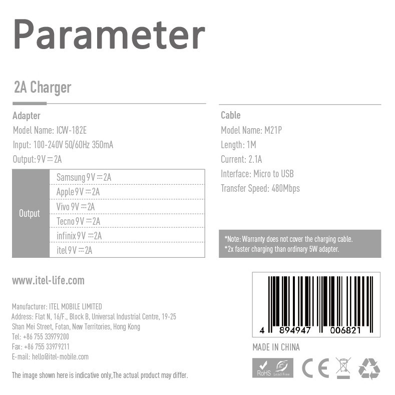 Itel Kepala Charger Kabel 18W 10W Fast Charging1Meter Cable Adapter Handphone Casan For Android-5