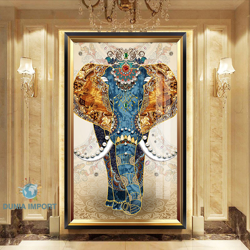 DIY Diamond Painting 2024 Baru Ruang Tamu Gaya Eropa Koridor Gajah Keberuntungan Lukisan Berlian Pen