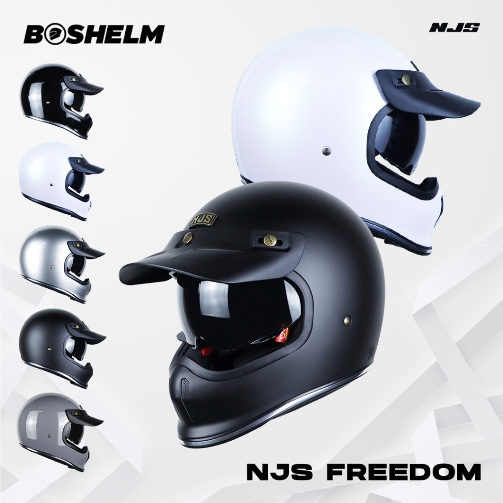 PROMO ? BOSHELM Helm NJS Freedom Solid HITAM GLOSSY Helm Full Face SNI