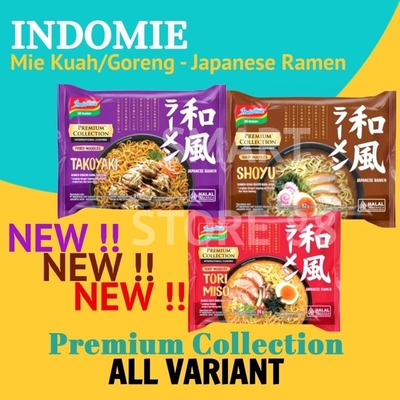 

INDOMIE JAPANESE RAMEN PREMIUM COLLECTION INDOMI RAMEN TAKOYAKI TORI MISO SHOYU