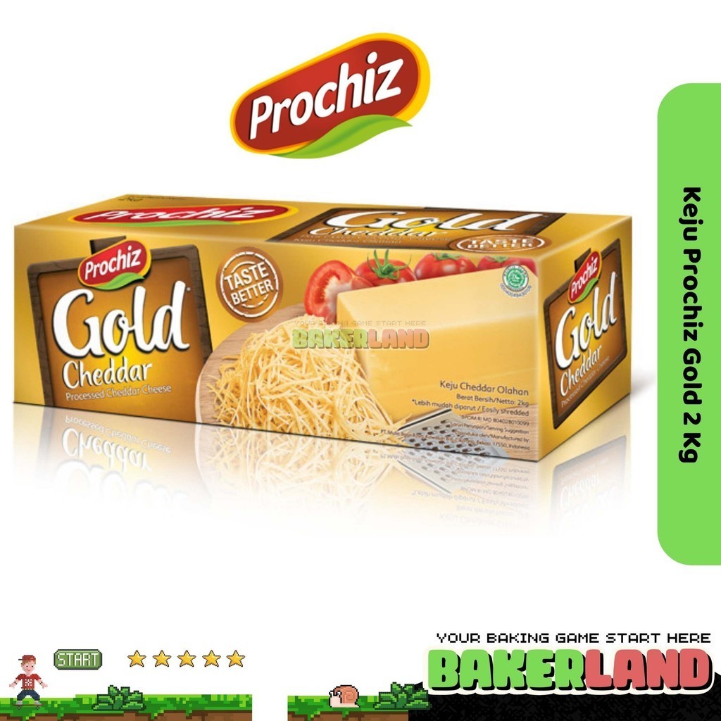 

Prochiz Keju Cheddar Gold 2kg / Keju Cheddar Prochiz / Keju Parut / Keju Serbaguna