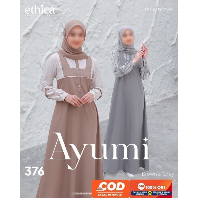 CUCI GUDANG GAMIS ETHICA AYUMI 376 BROWN , GREY  / GAMIS ETHICA TERBARU / BAJU MUSLIM