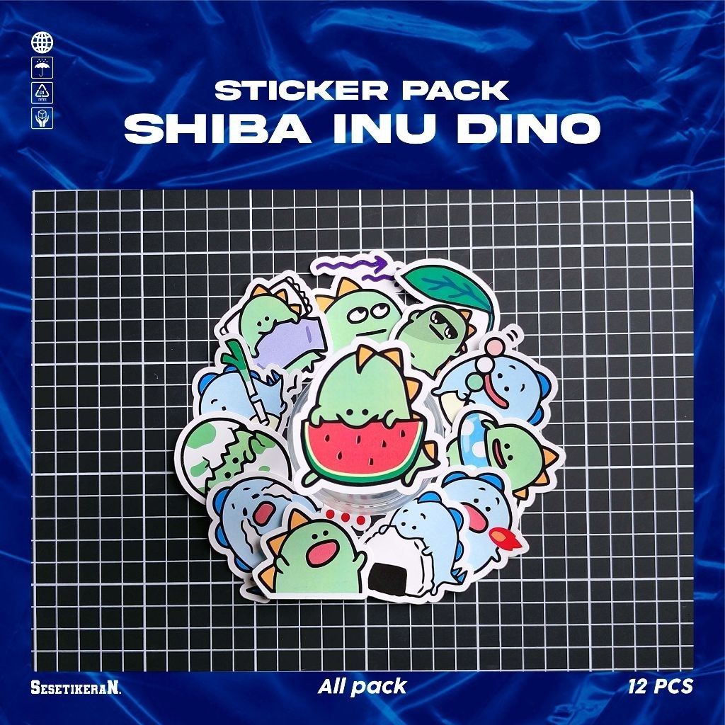 

COD✨ Sesetikeran Stiker Pack Hewan Shiba Inu Dinosaurus Untuk Koper Laptop Skateboard