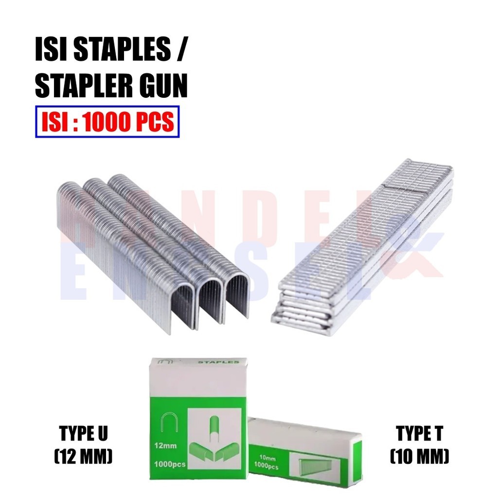 

Isi Ulang Refill Staples Gun tipe U Staples Tipe T Isi Stacker staples Gun