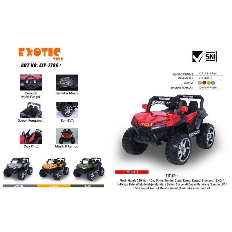 April Super Flsh Sale Mobil Aki Mainan Anak Exotic EJP 7706&7706+ Ban Karet Dual Motor Dual Accu 12v