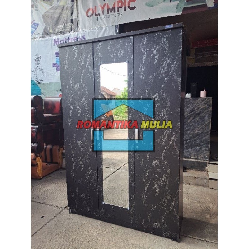 (SIAP KIRIM) Lemari Pakaian 3 Pintu Olympic  Lemari Motif Marmer Lemari Minimalis  Kuningan Majalenk