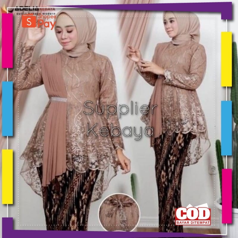 KAIN LEMBUT HALUS ADEM TEBAL / Set Kebaya Selendang Aurel Terlaris  - Kebaya Modern - Kebaya Wisuda 