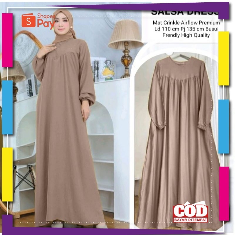 [PREMIUM BIG SALE] GAMIS CRINKLE TERBARU 2024 / DRESS SALSA JUMBO