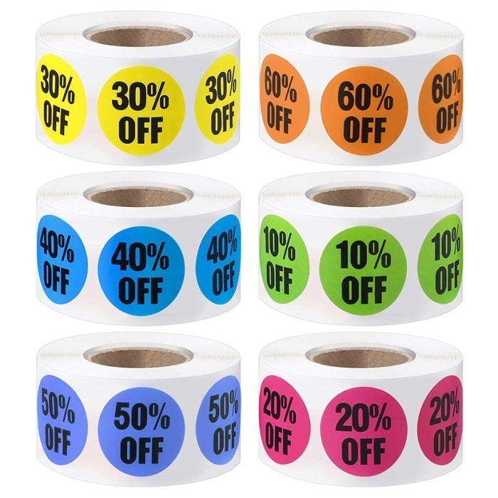 

Sticker Discount Off 2,5 cm Stiker Diskon Bundar diameter 25mm (500 pcs/ Roll)