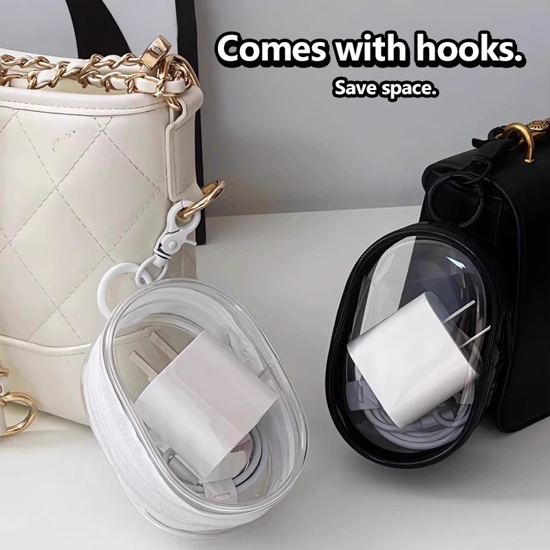 Mini Pouch Polos Aesthetic Transparan Tempat Charger Multifungsi PVC — 9