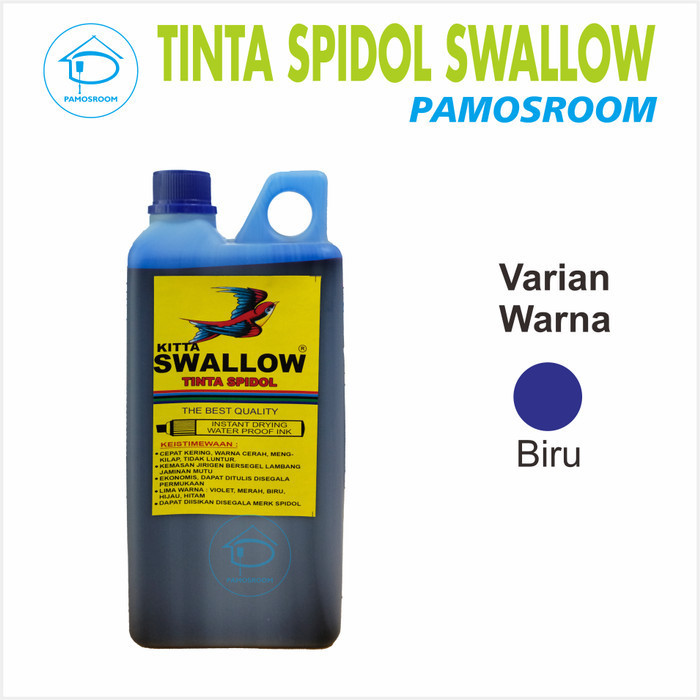 

Pamosroom Tinta Spidol Permanent KITTA Swallow Biru Violet Free Botol - Biru