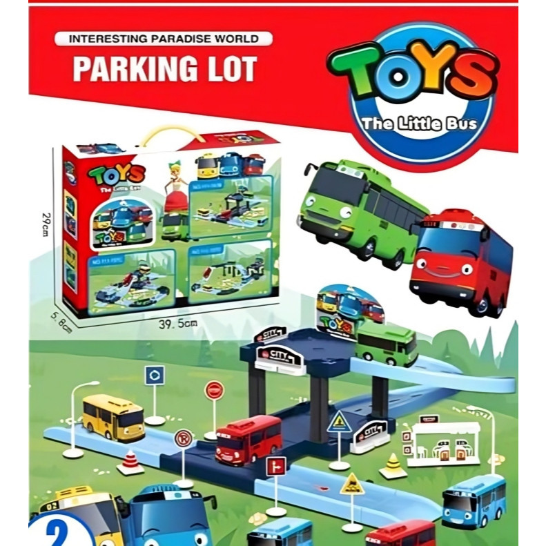 Mainan Anak Bus Tayo Parking Lot Mainan Mobil Mobilan Parkir Mobil