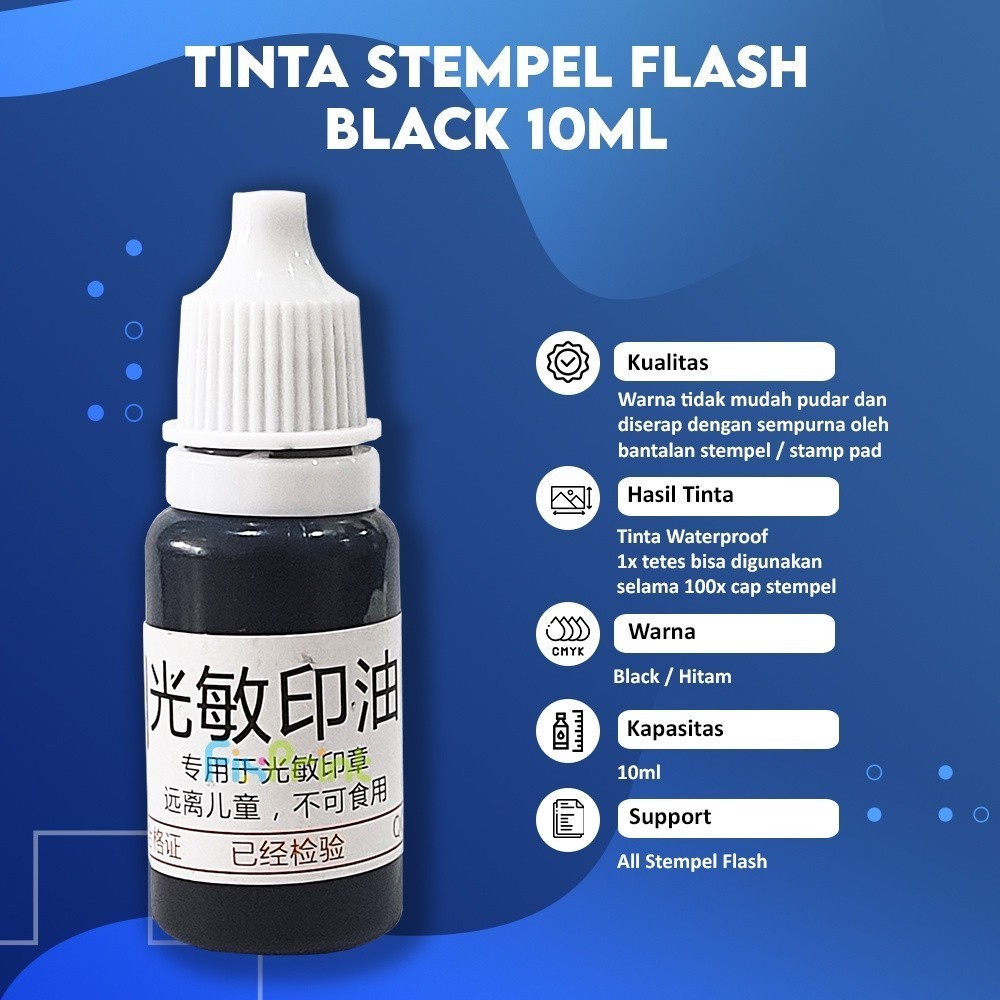 

Tinta Stempel Flash Black 10ml, Refill Stamp Ink Non Waterproof Hitam 10ml