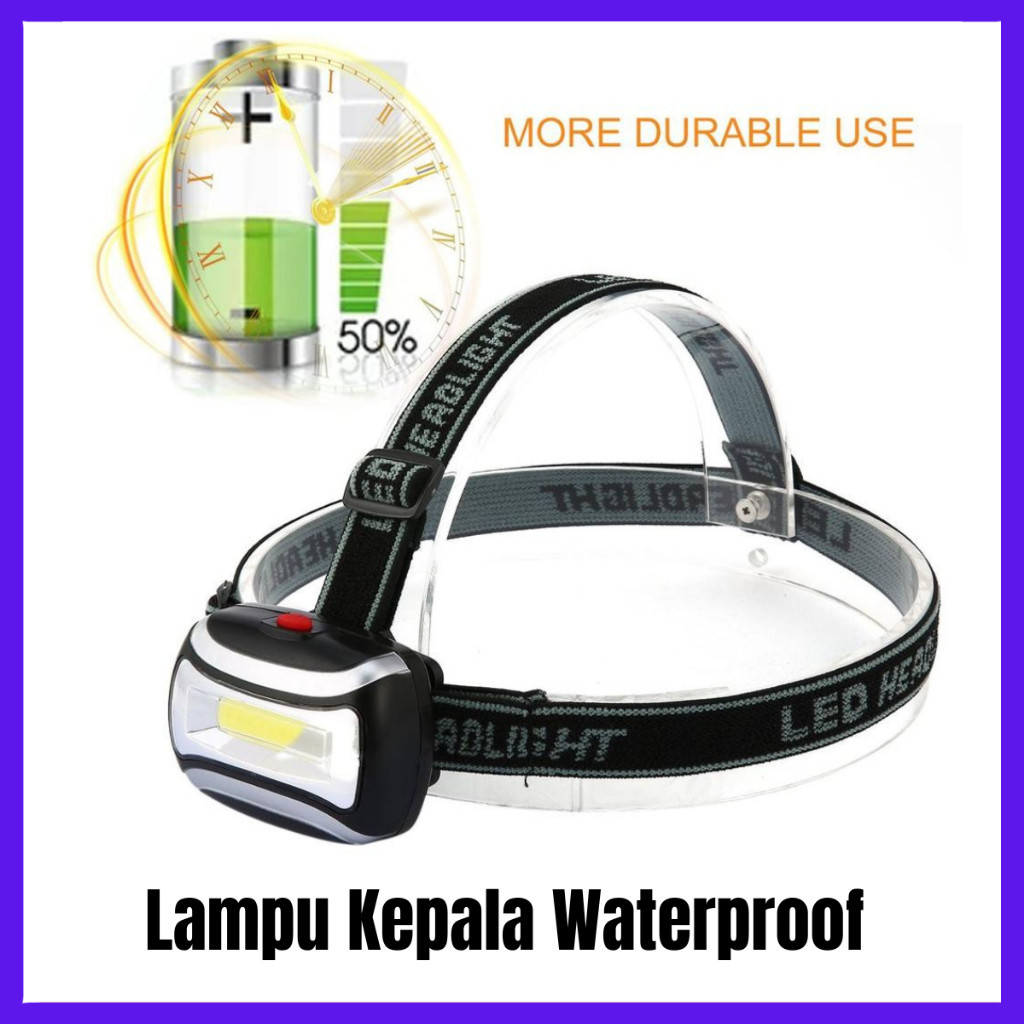 TokoMaspul-Senter Kepala Headlamp Senter Kepala Senter camping COB Headlight 3 Modes Waterproof Head