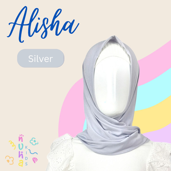 PROMO-Hijab Anak Instant Bergo Jilbab Jersey Premium Belahan Depan Alisha - Mint, M