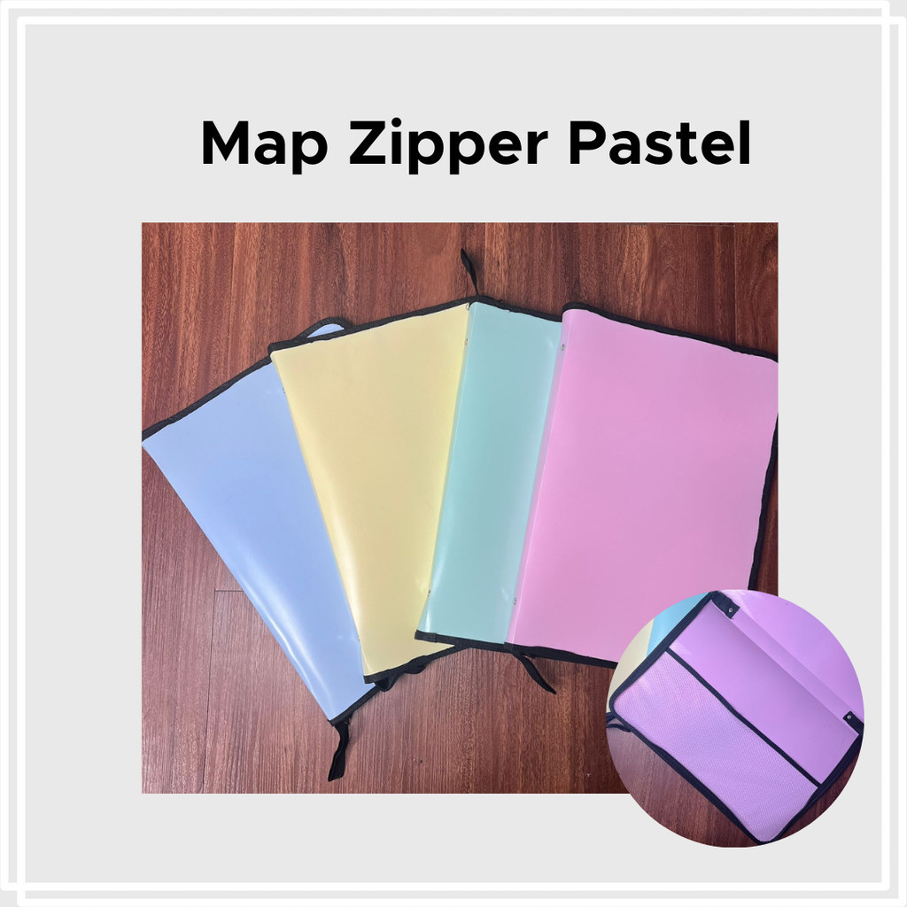 

Map Zipper Plastik PASTEL Resleting Bag File F4 / Map Zipper Jaring Plastik