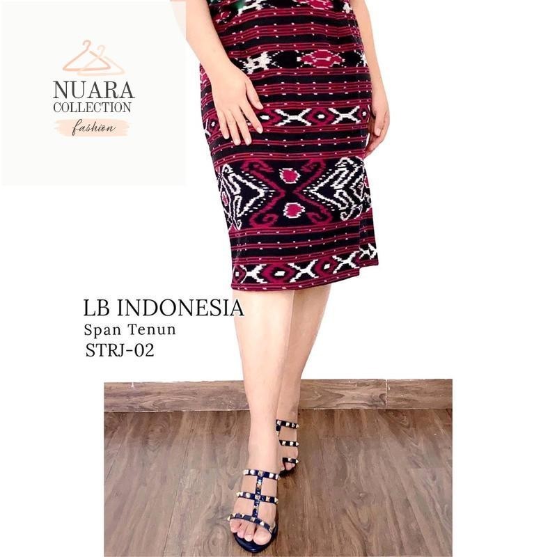 Nuara Collection Rok span pendek merah best seller - Rok tenun pinggang karet - Rok mini wanita