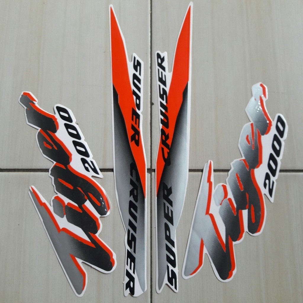 sticker striping motor Tiger 2000 full putih orange