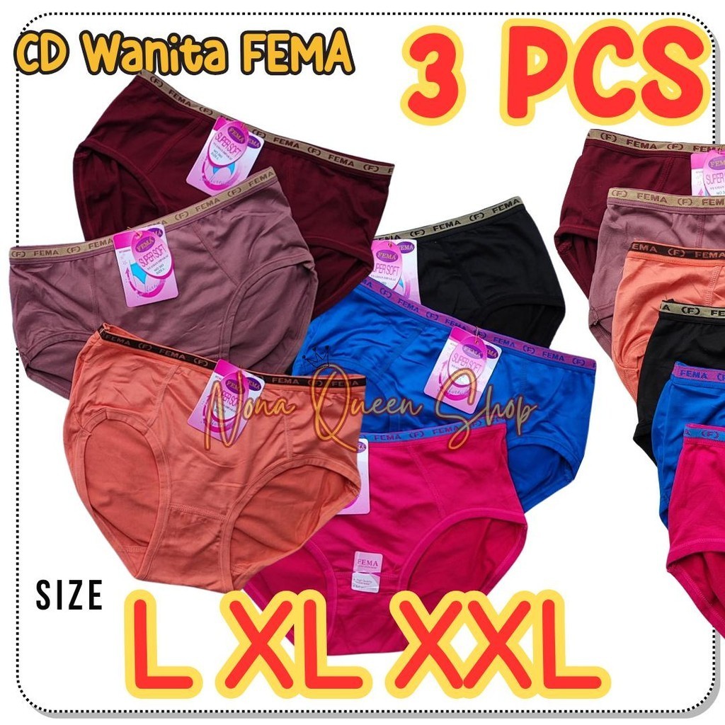 FEMA Celana Dalam Wanita 3 Pcs / CD Wanita Dewasa / Celana Dalam Murah / CD Cewek CD Wanita Super ha