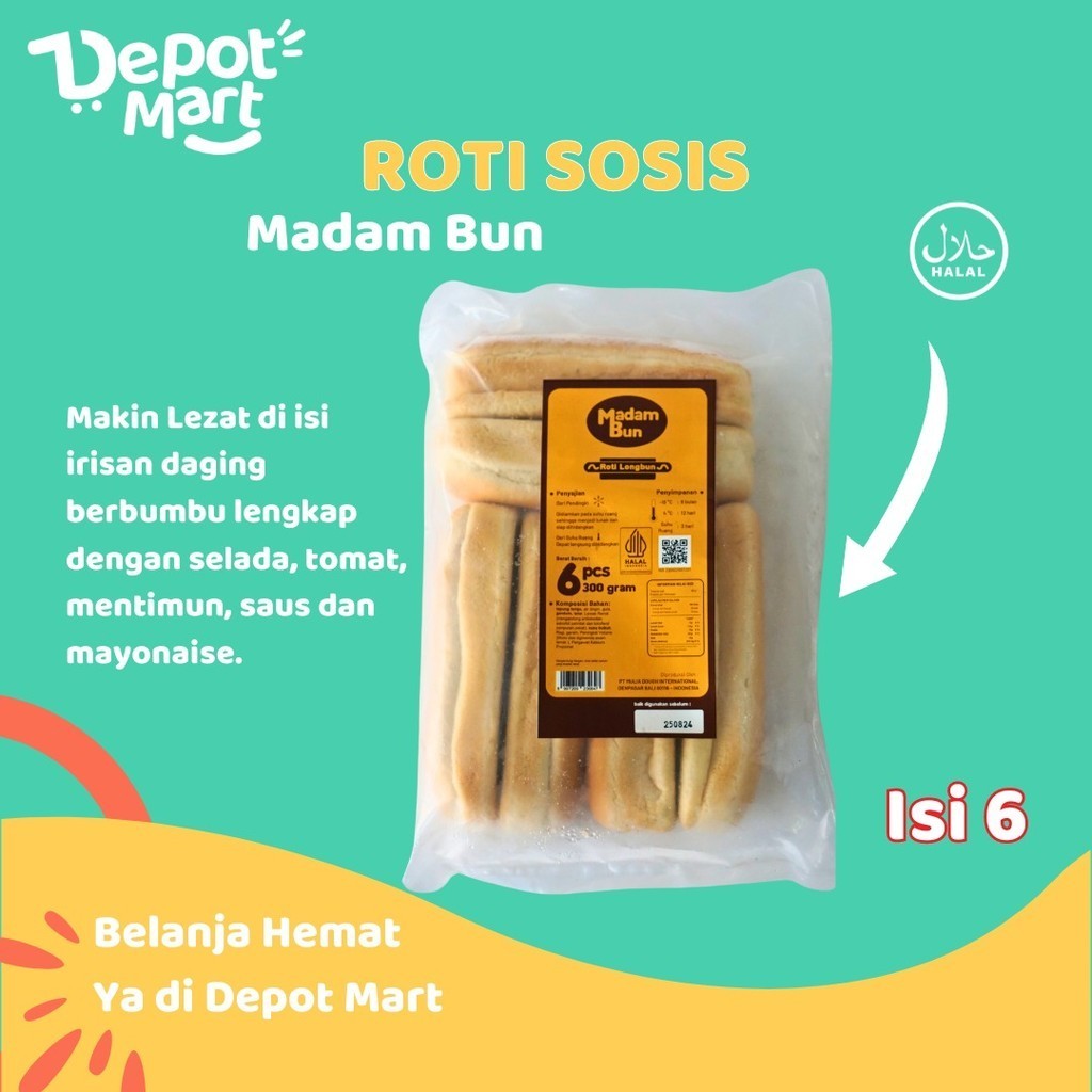 

Madam Bun Roti Sosis isi 6 Pcs Depot Kuliner Roti Hotdog Depot Mart