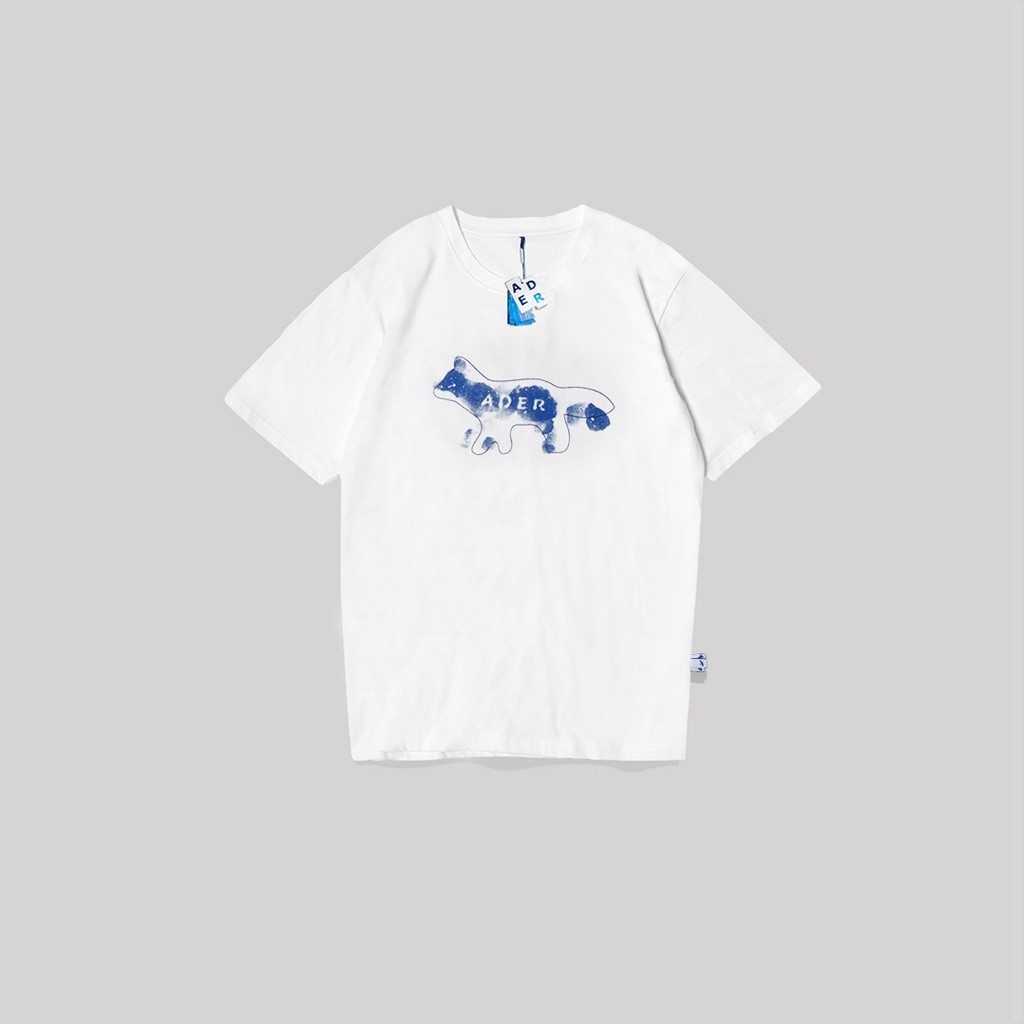 Ader Error x MKS Blue Stitch Fox T-Shirt White Original Cotton High Quality Unisex T-shirt