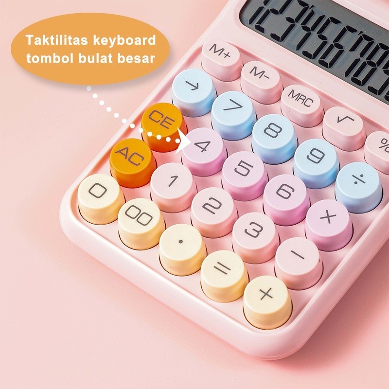 

Kalkulator 12 Display Besar Keyboard Dot Mekanik Tombol Besar Kalkulator Elektronik Warna Warni
