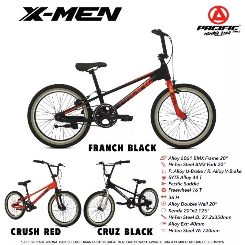 SEPEDA BMX 20 INCH PACIFIC XMEN X-MEN FRAME ALLOY REMAJA DEWASA 8 9 10 11 12 TAHUN ASLI ORI MURAH SU