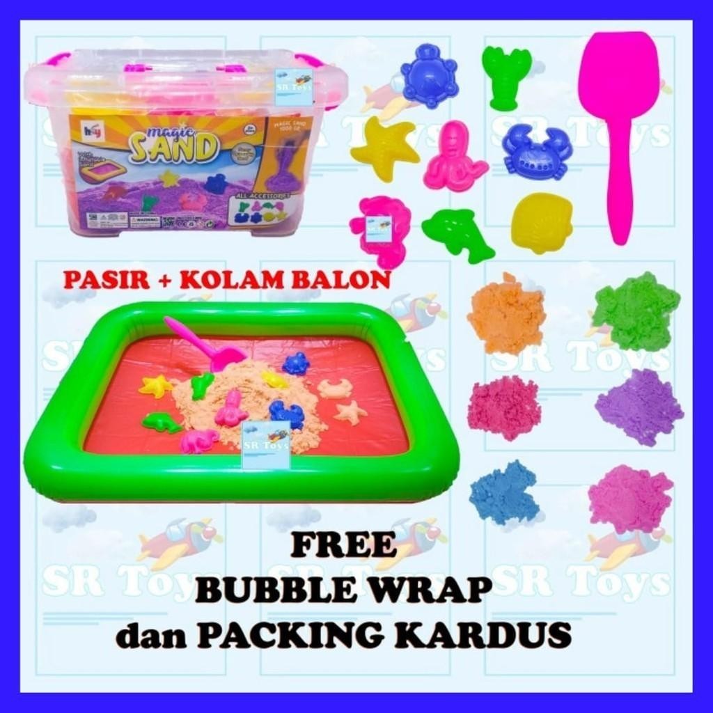 pasir mainan anak 1 kg reffil satu set + pasir ajaib kolam