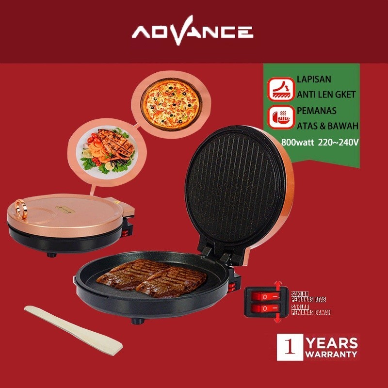 Advance EBF32 Wajan Pemanggang Listrik Alat Pemanggang Daging dan Membuat Pizza serbaguna