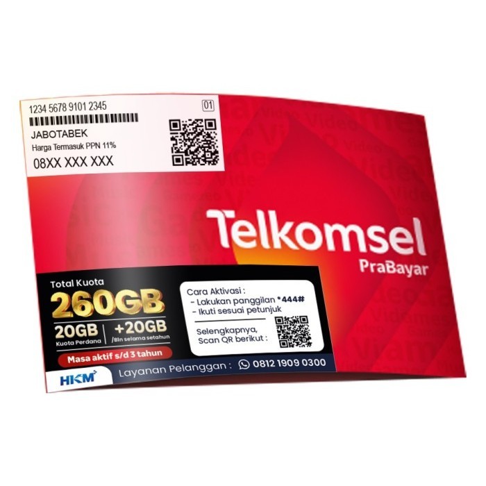 Kartu Perdana Telkomsel Nomor Cantik 10 Digit Kartu Kuota Tahunan 260gb Kartu Internet Platinum A No