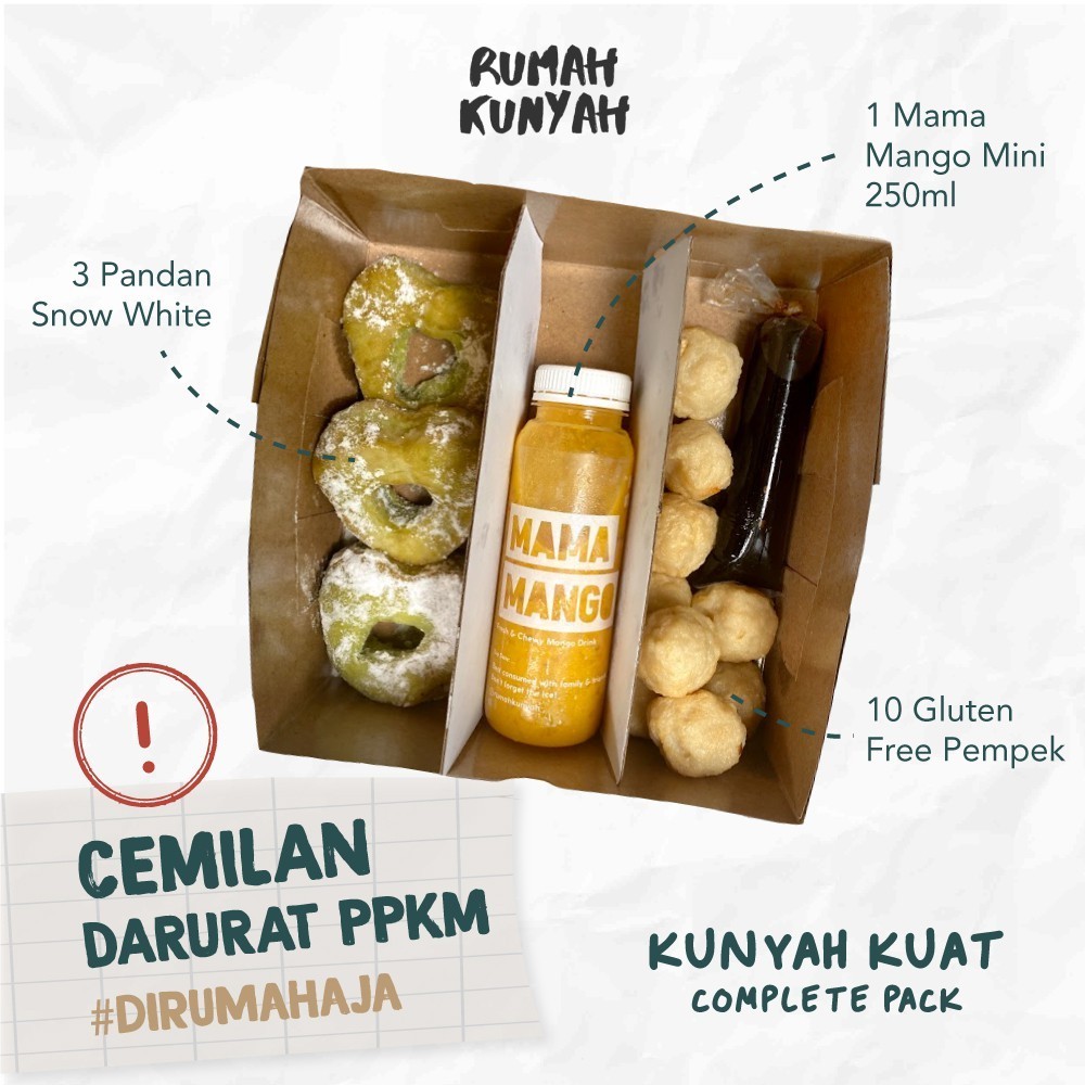 

Kunyah Snack Kuat Kombo Donat Kentang Pandan + Gluten Free Pempek Ikan Palembang + Jus Mangga 250ML