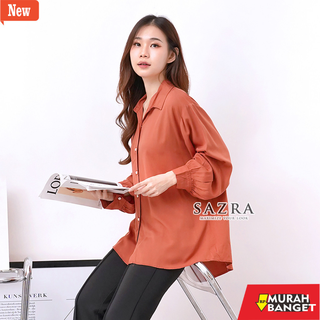 Blouse Wanita Kekinian SACHI | XL XXL XXXL 5L LD 110 120 130 140 Kemeja Rayon Twill Oversize Atasan 